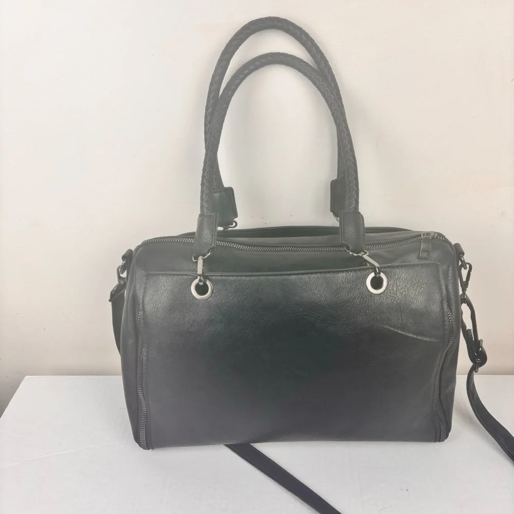 Sam & Hadley black laser cut satchel bag-EUC